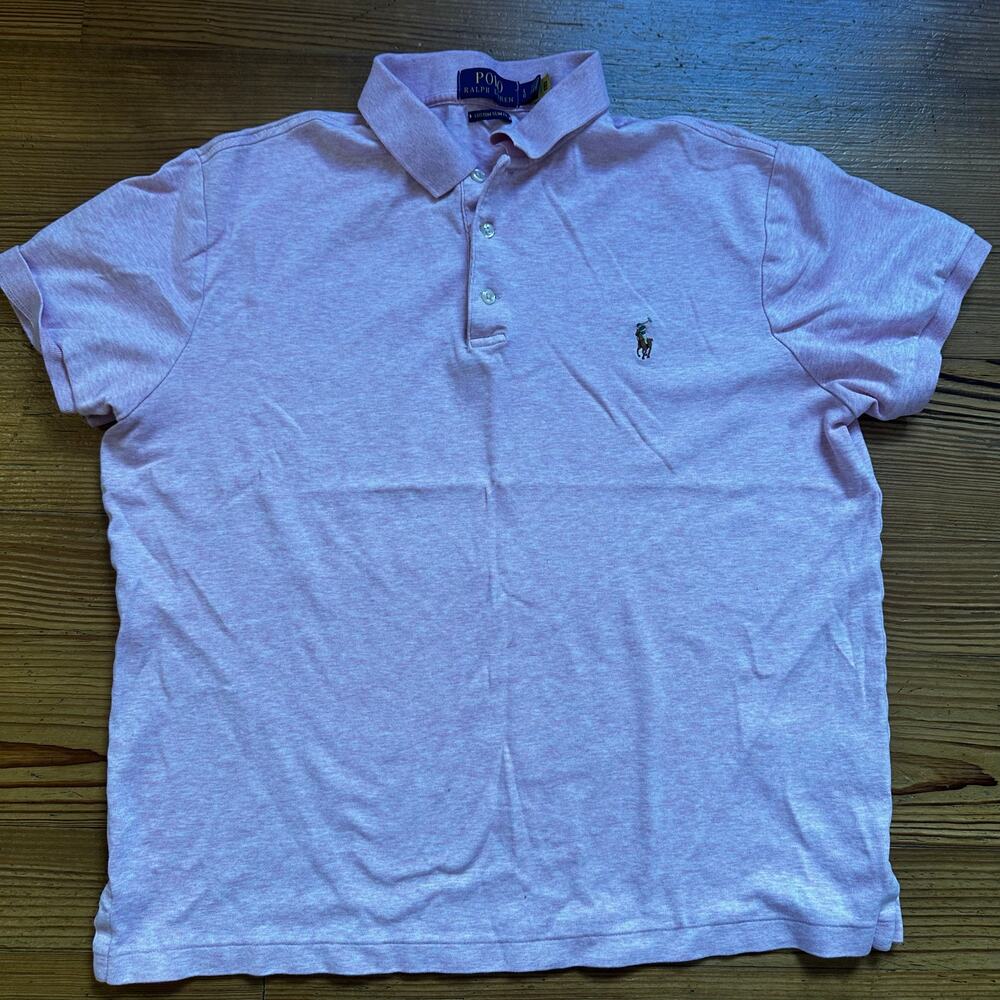 Polo Ralph Lauren Slim‎ Fit light pink short sleeve polo shirt SIZE L